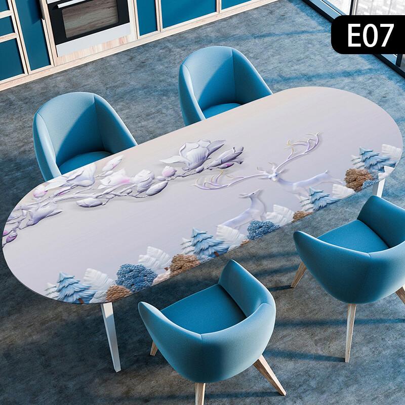 1pc Waterproof Oval Table Cover Oil-Proof Elastic Kitchen Dining Party Tablecloth Table Covers Outdoor Courtyard Home Decor