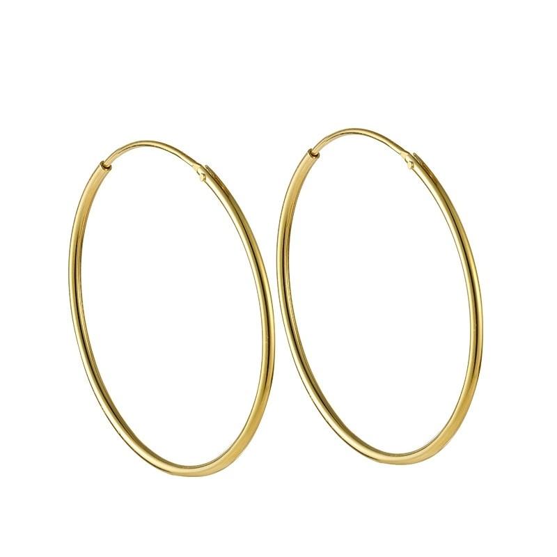 Fine Jewelry 925 Sterling Silver Hoop Earrings 18K Gold Plater 925 Silver Minimalist Versatile Big Circle Earrings Jewelry Women 1.2*8mm