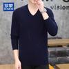 ROMON Men's 100% Pure Wool V-Neck Sweater