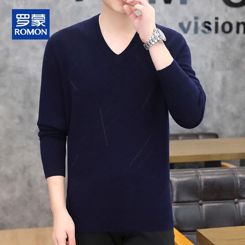 ROMON Men's 100% Pure Wool V-Neck Sweater