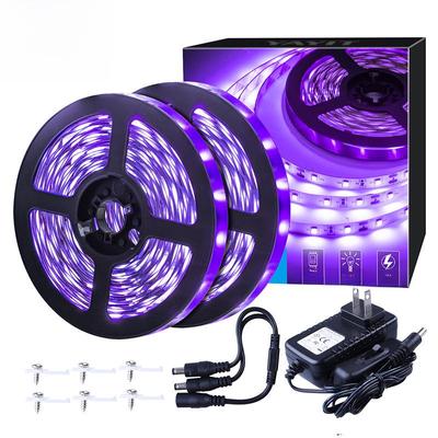 LED UV Blacklight Strip 12V, 60 Lights, Flexible Bare Board, Fluorescent Purple Party Strip