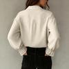 Blouse Mode Femme à Boutonnage Simple, Col, Panneaux en Dentelle, Manches Longues