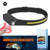 Sensor LED Headlamp Rechargeable COB Floodlight Flashlight 5 Lighting Modes Head Torch for Fishing Camping, Work Practical Gift