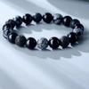 Retro Personality Dark Natural Obsidian Volcanic Stone Beaded Bracelets for Women Men Couple Trendy Charm Jewelry Accessory Gift