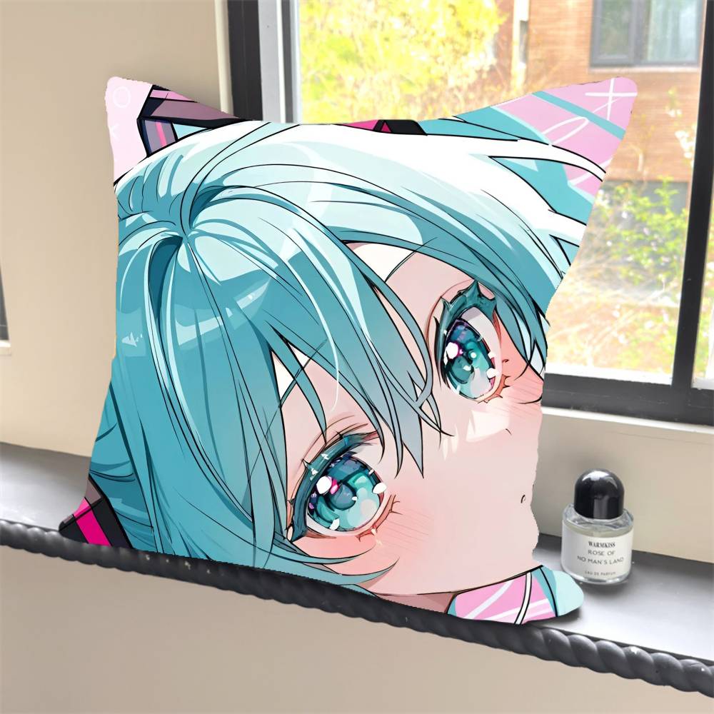 1PC HOT Anime H-Hatsune M-MikuS Pillow Case Square  Bedroom Sofa Leisure Comfort Cushion Car Home Decoration