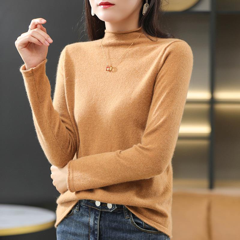 

Женские свитера, водолазки, пуловеры, свитера, женская осенне-зимняя рубашка с длинным рукавом, трикотажная нижняя рубашка One Size коричневый