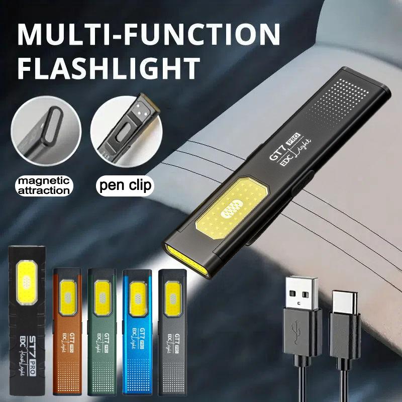 Magnetic Work Light 5 Light Modes 32g Ultra Lightweight EDC Portable Clip On ST7 PRO Flashlight for Outdoor Repair with Silicone Switch Magnetic Base