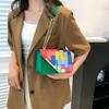 Damen PU Leder Kleine Quadratische Klappe Sling Schultertasche Sommer Kontrastfarbe All-Match Ketten Crossbody Tasche KTY