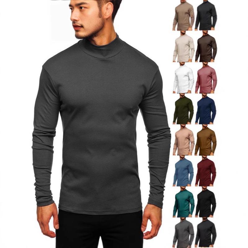 Pánské tričko s dlouhým rukávem Podzim Zima Teplé Slim Fit Kulatý výstřih