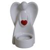 Ceramic Angel Behind T-Light White With Red Heart 8.7X7.8X12.7