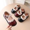 Baby Girl Shoes 1 To 12 Years Princess Prom Party Flower Bordered Leather Shoes Girls Children Mary Janes Bowknot I06076
