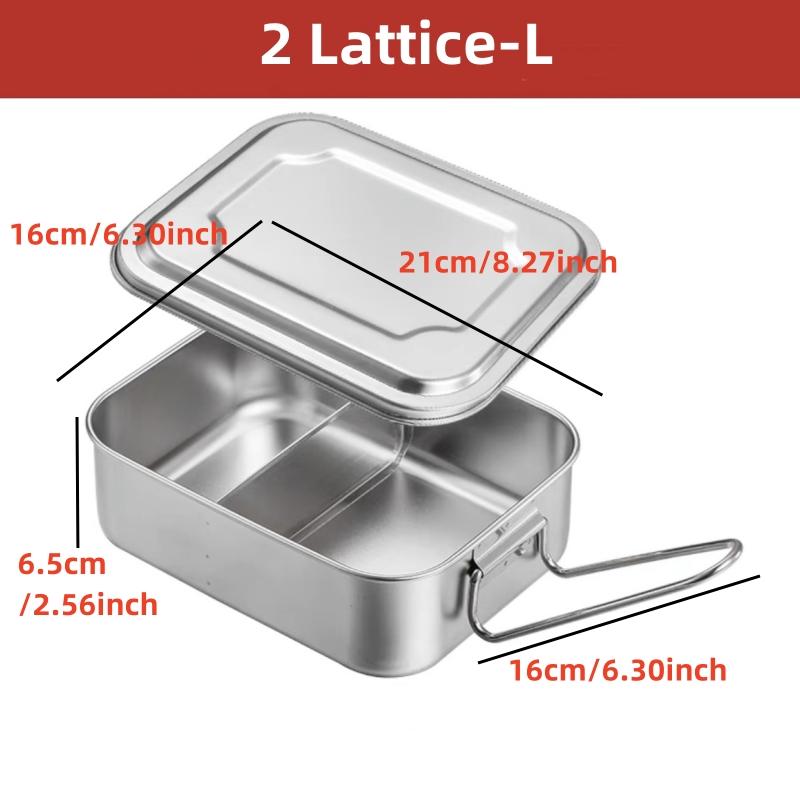 304 Edelstahl Bento Lunchbox mit Griff für Studenten Große Kapazität Quadratisch Versiegeltes Fach Lebensmittelaufbewahrungsbehälter