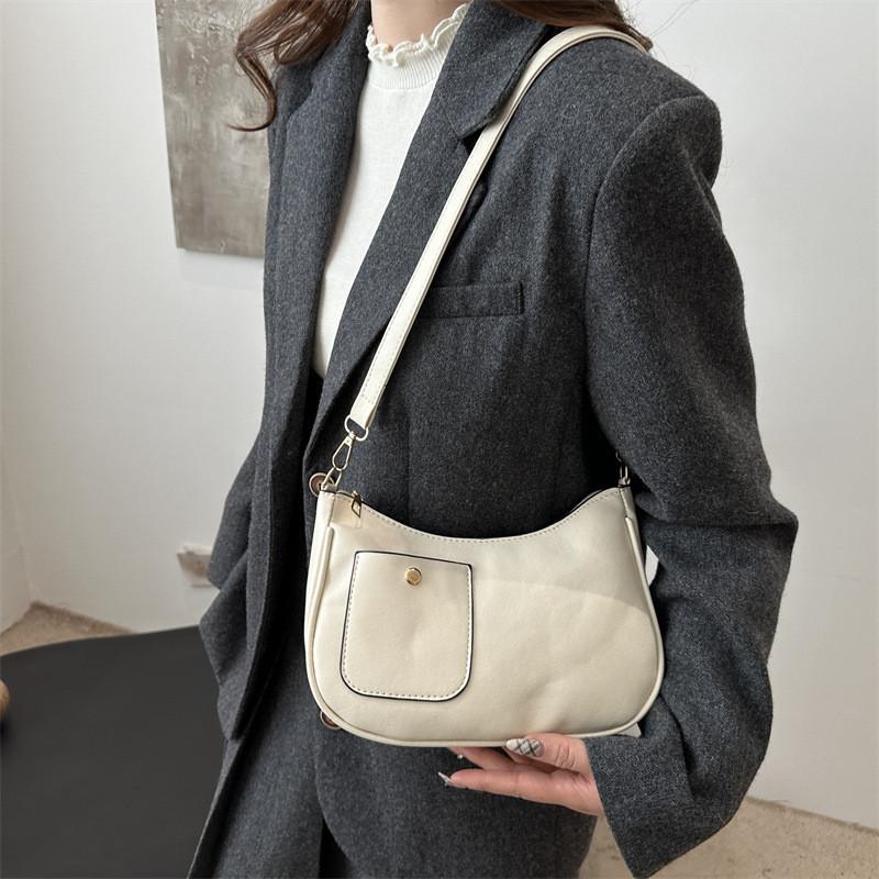 Texture Minimalist Niche Single Shoulder Underarm Bag Crossbody With Closure Zip