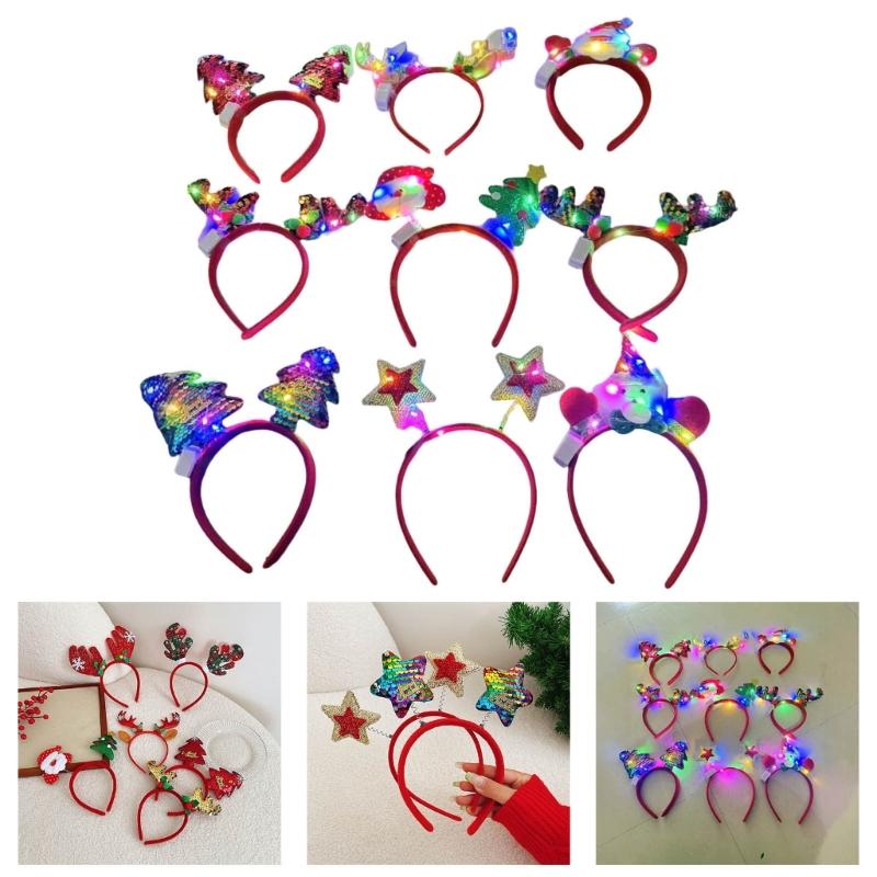 6 Pc Festival Glowing Hair Bands With Build In LED Lights For Christmas Parties Family Gatherings And Event