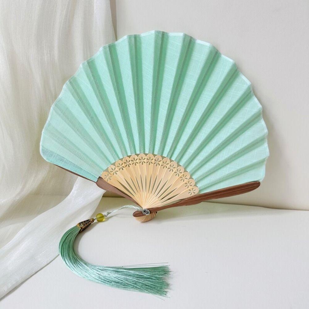Shell-Shaped Mini Shell Fan Bamboo Frame Retro Handheld  Fan Summer Cooling Fan  Home Decoration