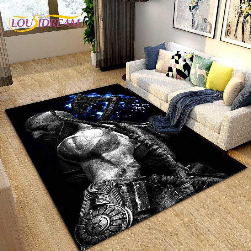 God of War Game Gamer  Area Rug Large,Carpet Rug for Living Room Bedroom Sofa Doormat Decoration,Kids Play  Non-slip Floor Mat