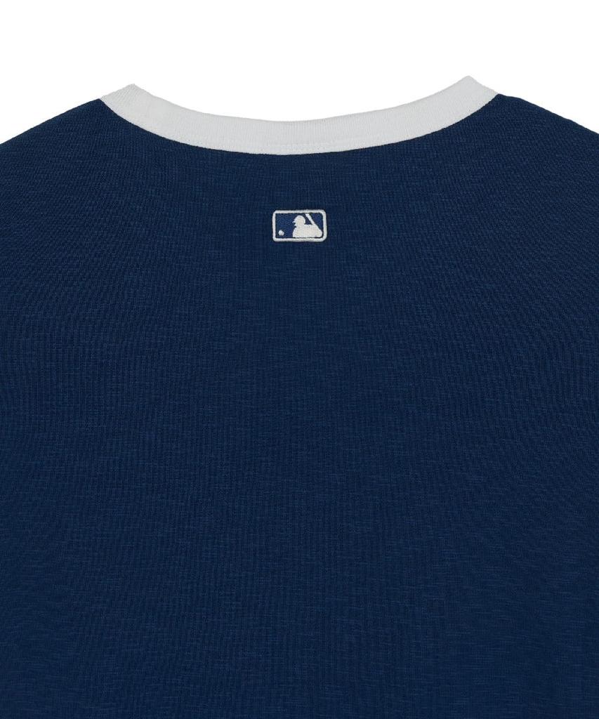 Emelbi Women'S Varsity Lettering Slim Slub Ringer T-Shirt Bos (D.Navy)