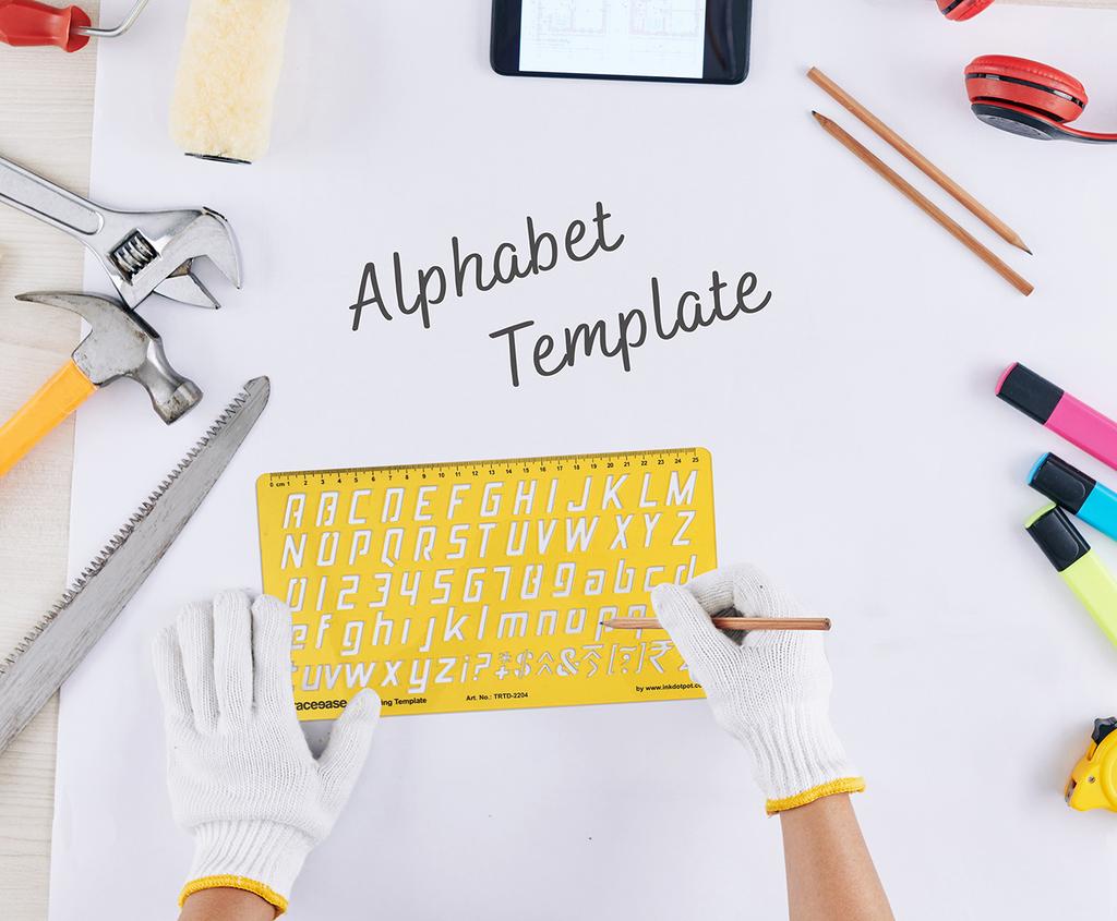 Traceease English & Arabic Alphabet Template Lettering Drafting Tools Stencils, Pack of 9