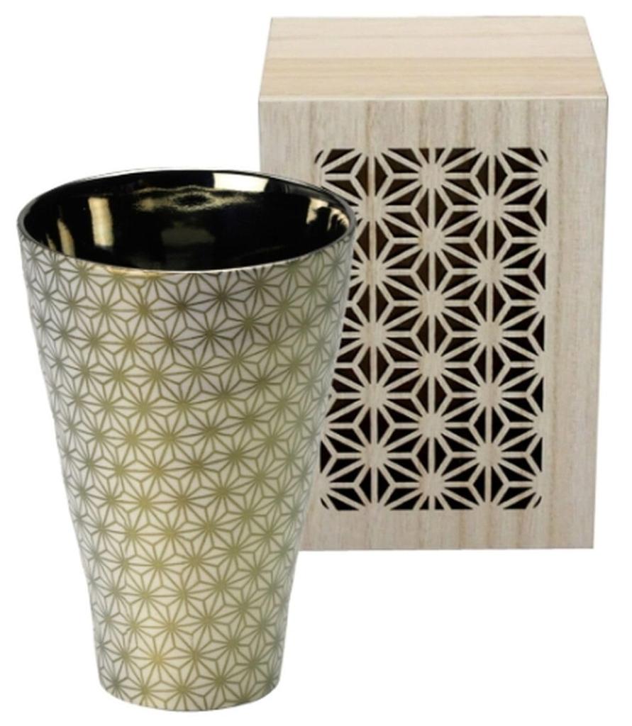 Pair of Cups and Japanese Wooden Microwave Made in Japan J-kitchens Tumblers, Gold, Style, Box, 350ml, Safe,
