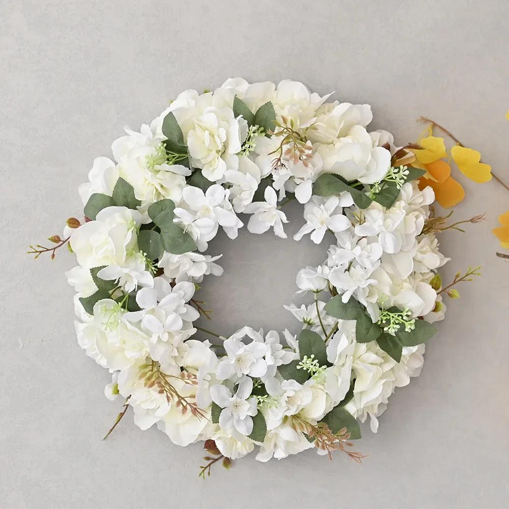 45CM Artificial Peony Wreath Door Decoration Wedding Lintel Flower Photography Props Living Room Wreath Floral Decoration