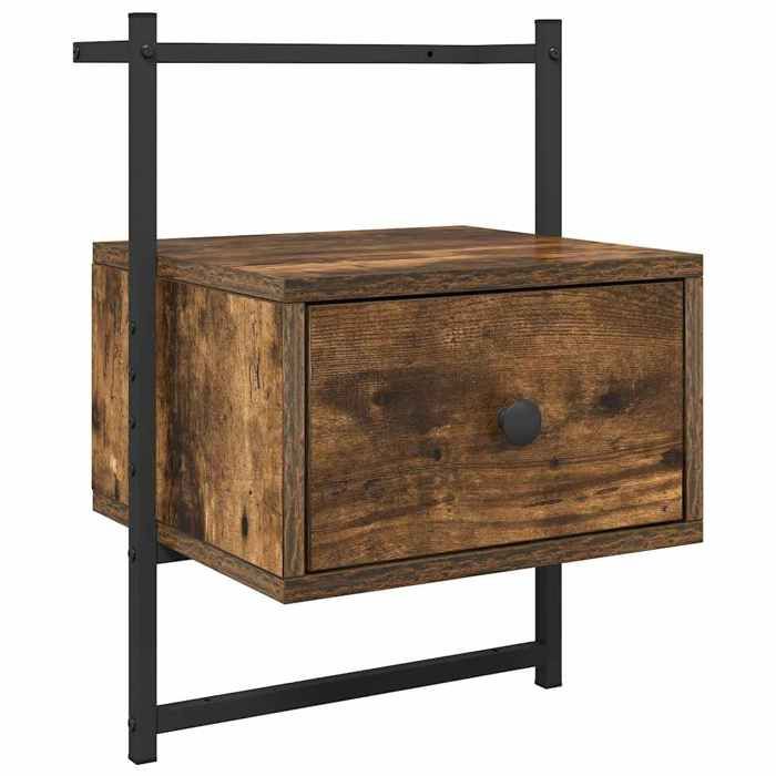 Table de chevet murale - Maison Exclusive - Chêne fumé - 35x30x51 cm - 1 tiroir