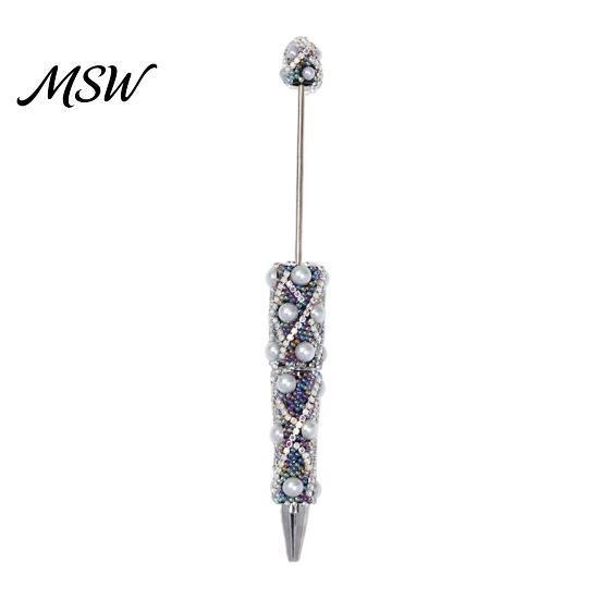 Creative Gifts for Sisters DIY Beadable Pen, Bling Rhinestones And Faux Pearls Beaded Decorative Stationery Students Black Ink Ballpoint Pen
