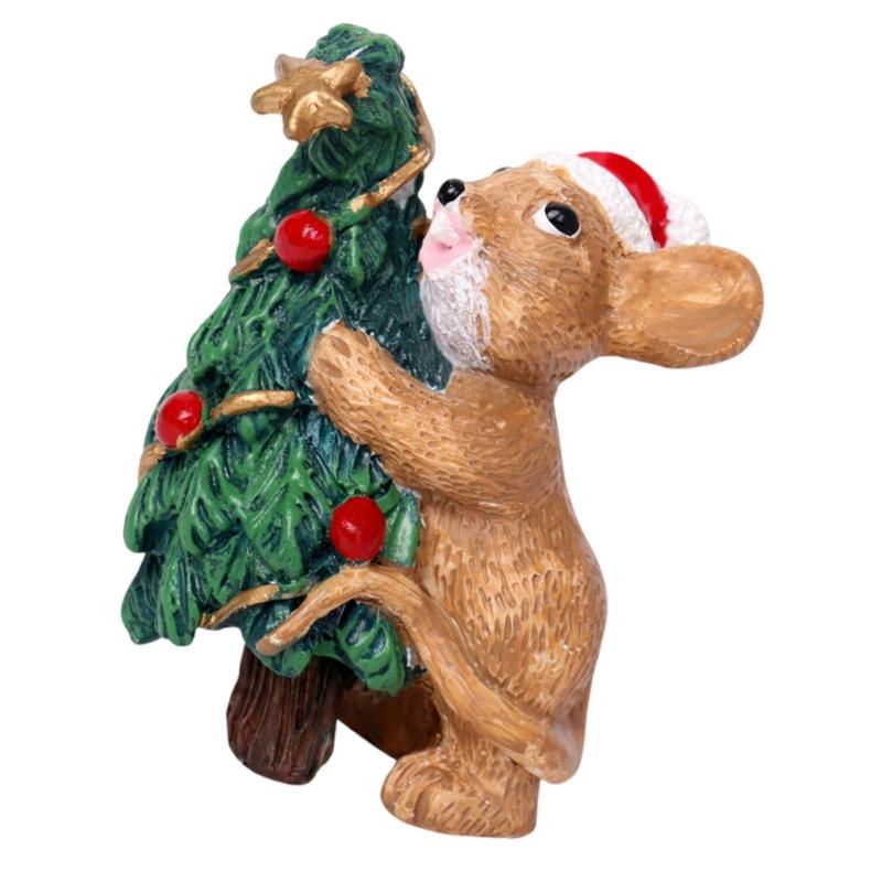 Charm Mouse Resin Decoration Mouse Sculpture for Adding Festival Touch to Home or Office Miniature Christmas Models
