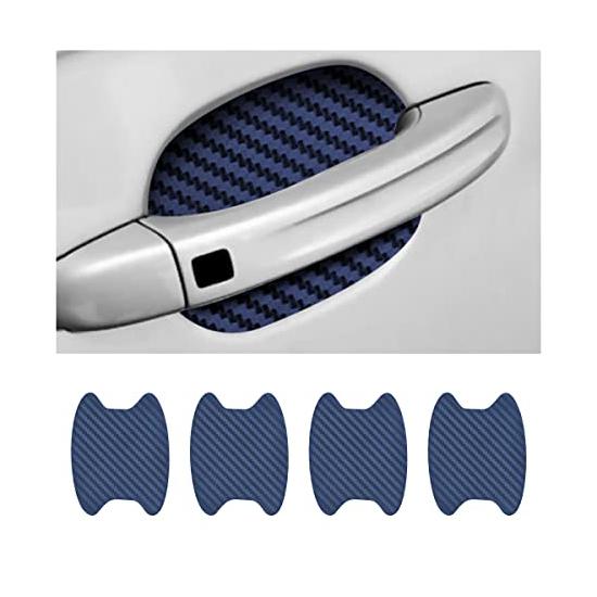 

4 наклейки, защита чаши двери автомобиля от царапин из углеродного волокна, бесшовная защитная пленка для ручки автоматической двери, универсальная для большинства автомобильных ручек синий