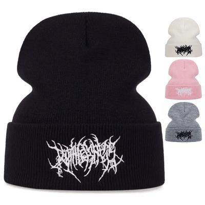 Autumn Winter Outdoor Warm Hats Fashion Personality Embroidery Knitted Hat Hip Hop Caps Wool Cap