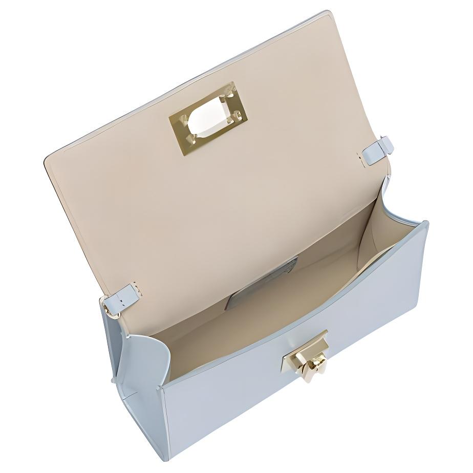 New Furla 1927 Collection Textured Leather Hobo Bag, Handbag, Shoulder Bag, Crossbody Bag Mini Women's Blue WE00235-ARE000-AR300