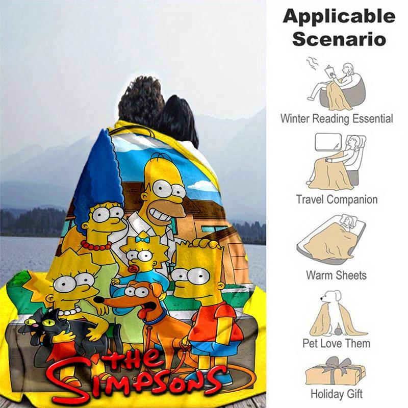 Die Simpsons Cartoon Decke, Kurzer Plüsch Niedliche Warme Decke, Wohnzimmer Heimdekoration Sofa Vier Jahreszeiten Reisen