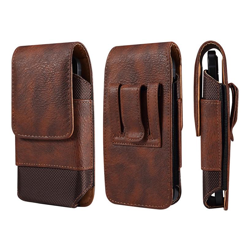 Bolsa de Cintura Masculina de Couro Universal Case com Clipe de Cinto para Celular Para IPhone 15 14 13 12 Pro Max Samsung Galaxy S22 S23 Xiaomi Huawei