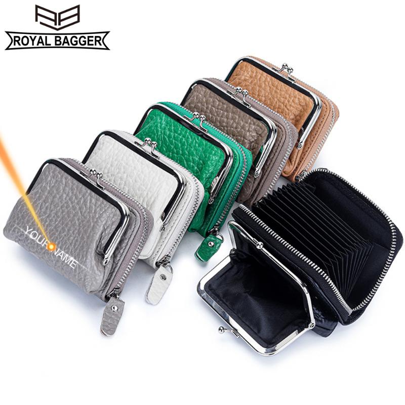 

Royal Bagger из натуральной коровьей кожи, кошелек для монет, сумка двойного назначения для женщин, простые модные клатчи на молнии 3315