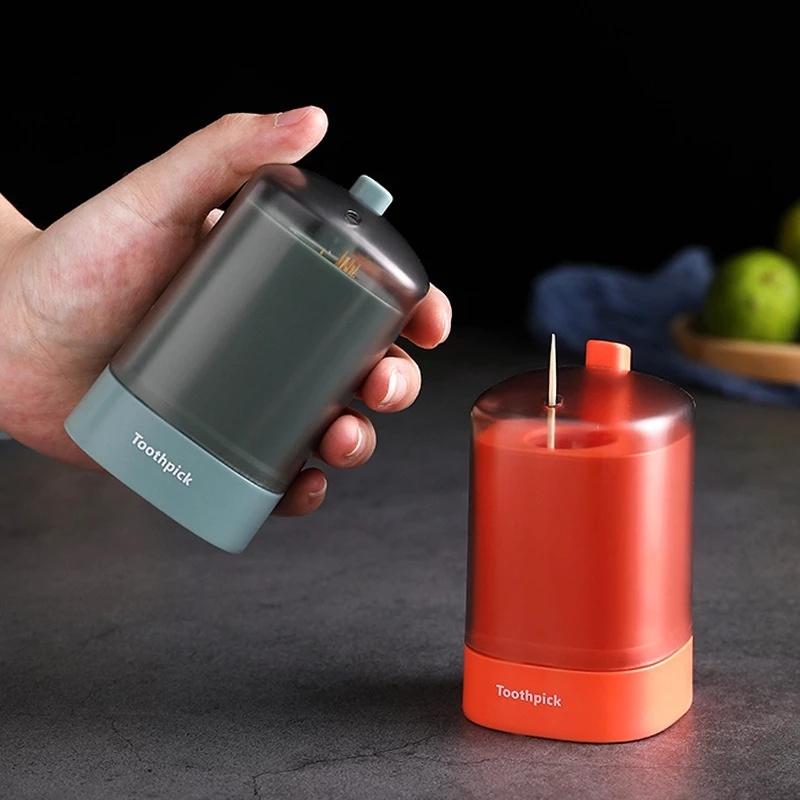 Zahnstocherbox Abnehmbarer Zahnstocher Aufbewahrungsspender Automatische Druckknopf-Zahnstocherhalterbox Tischdekoration Zahnstocherhalter
