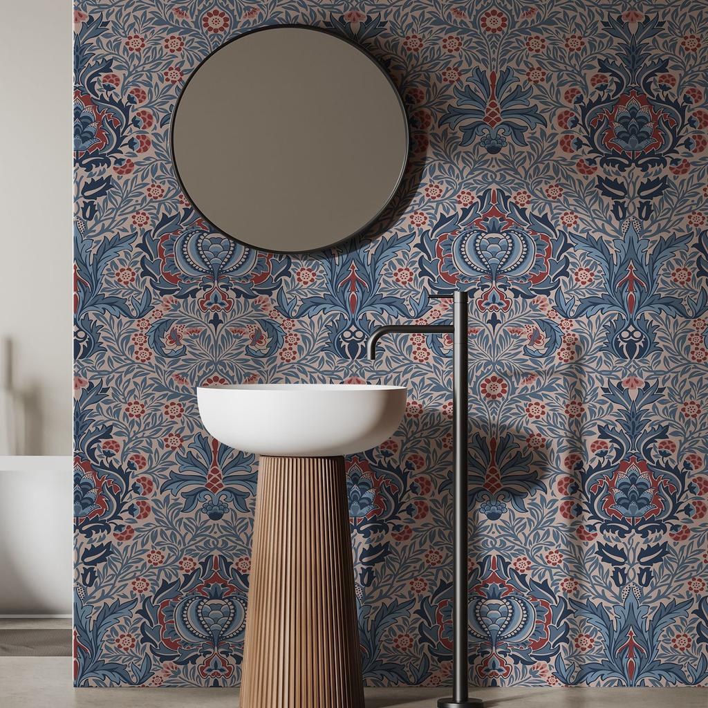 Floral Bohemian Wallpaper Peel and Stick Vintage Flower Wall Papers Removable PVC Furniture Cabinet Sticker