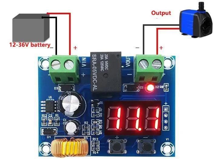 XH-M609 Low Voltage Disconnect Switch Cut Off 12V 24V 36V Digital LED Display Over-Discharge Protect for 12-36V Lithium Battery