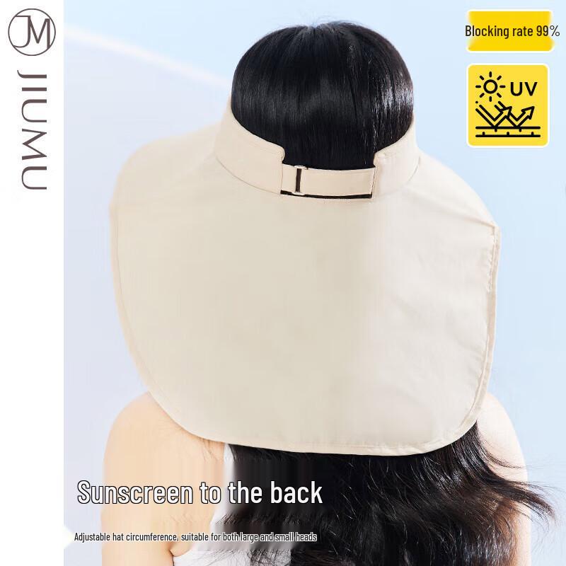 JIUMU Women's Summer Open-Top Wide-Brim Sun Hat with Neck Protection