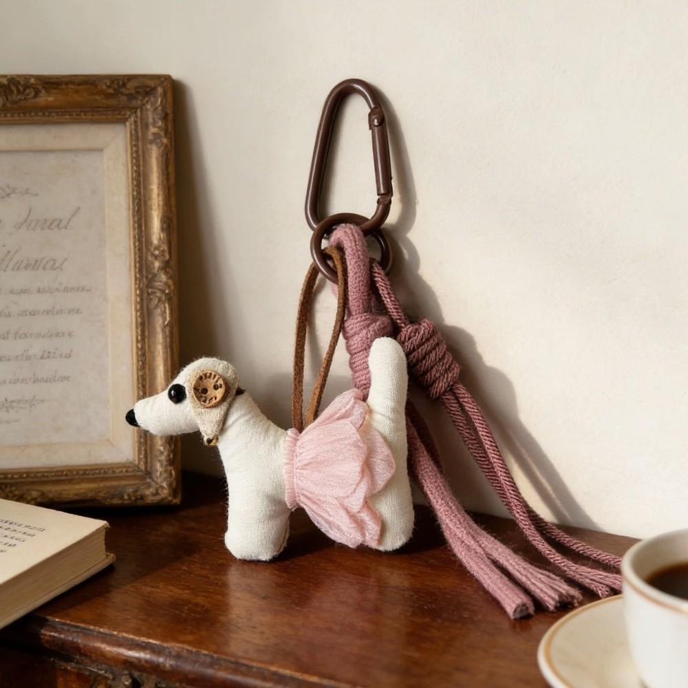 Braided Lanyard Vintage Bag Keychain Cartoon Animal Pendant Keyring Lanyard Charm  Bag Decoration