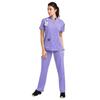 Quick-Dry Short-Sleeve Zipper Gown for Beauty Salon/Hospital Nurses with Casual Stand-Up Collar