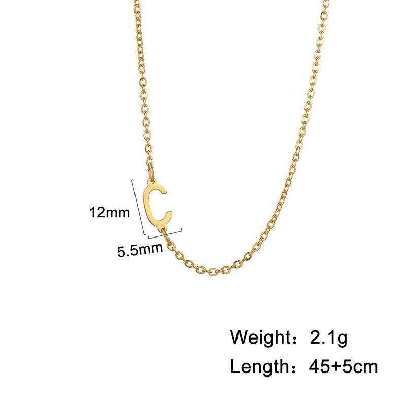 A-Z Letter Choker Necklace Personalized Alphabet Side Pendant Jewelry Gift for Birthday and Fashion Accessories