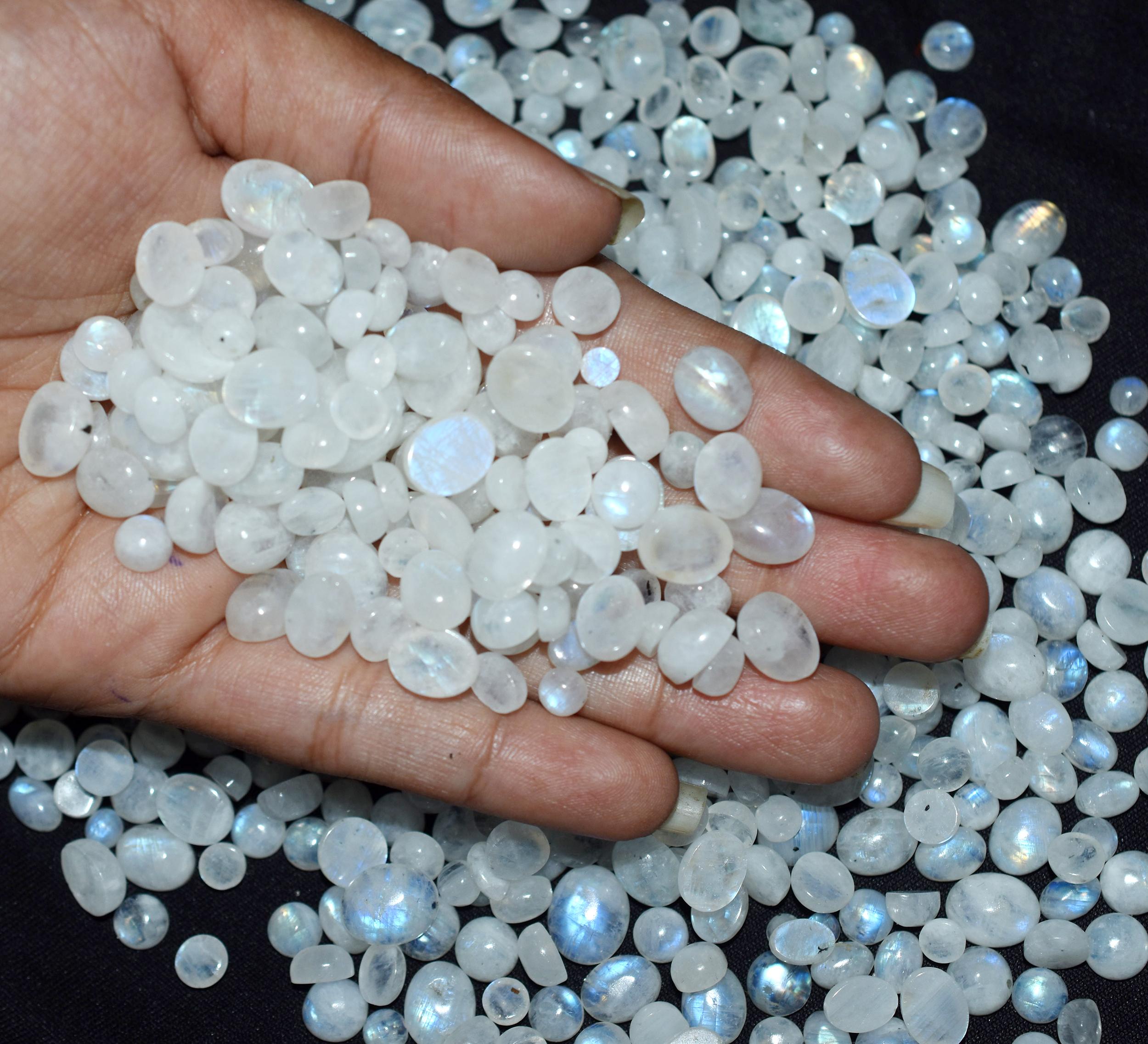 

Natural White Moonstone 21 Pcs Oval Shape Lot CERTIFIED Best Loose Gemstone sa-1000