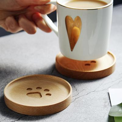 4-teiliges Tassenuntersetzer-Set aus Holz, süße runde Tassenmatten, heiße Unterlage für Tee und Kaffeetassen, Tischsets, Küchenzubehör