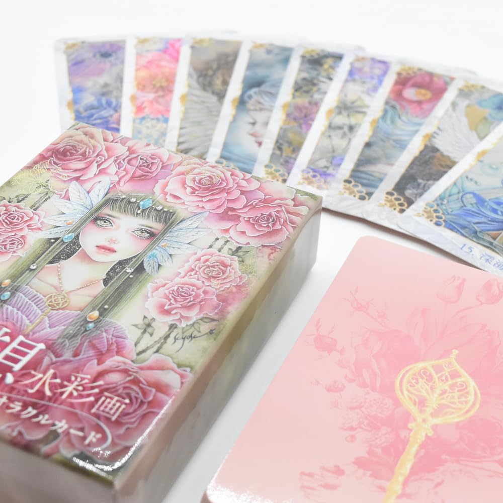 Fantasy Watercolor Oracle Cards Kyoko 44 Cards with Japanese Instruction Manual Artwork Hoshi, Message Yuki. [Authentic]