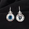 Apatite Gemstone Silver Earring 1.5" , 925 Sterling Silver Jewelry, March Birthmonth Gift, Designer Long Earring, Thanksgiving Gift For Her CE-25-5