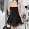 Gothic Lolita Spider Web Lace Patchwork Dress Y2K High Waist Mini Club Party Dresses