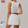 OEING Women's Breathable Yoga Fitness Vest & Skirt Set