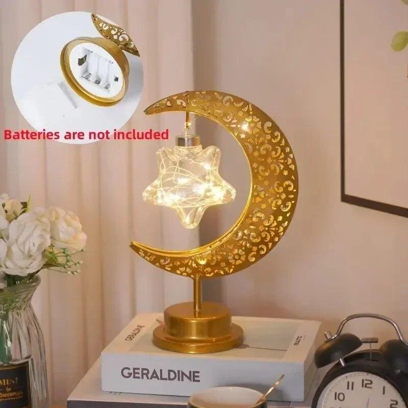 Ramadan Moon Led Light 2024 Eid Mubarak Decoration Metal Lamp for Home Room Ramadan Kareem Islamic Muslim Eid Al Adha Party Gift