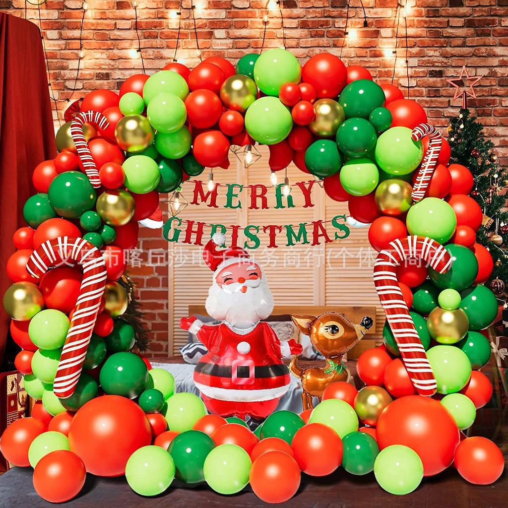 Weihnachtsballon-Set, Zuckerstange, Elch, Lebkuchenmann, Kranz, Gewölbte Partydekoration