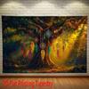2D Flat,Dreamcatcher Ancient Tree Forest Sunlight Boho Tapestry Spiritual Wall Art BedroomDecor Native American SymbolBackground
