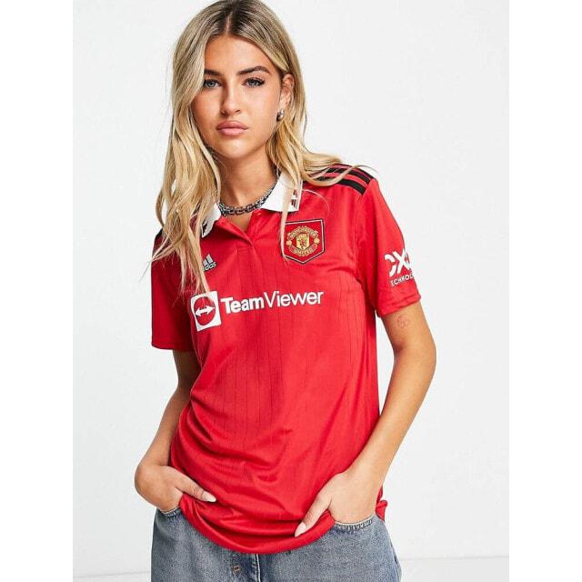 

Красная женская домашняя футболка adidas Football Manchester United FC 2022/23